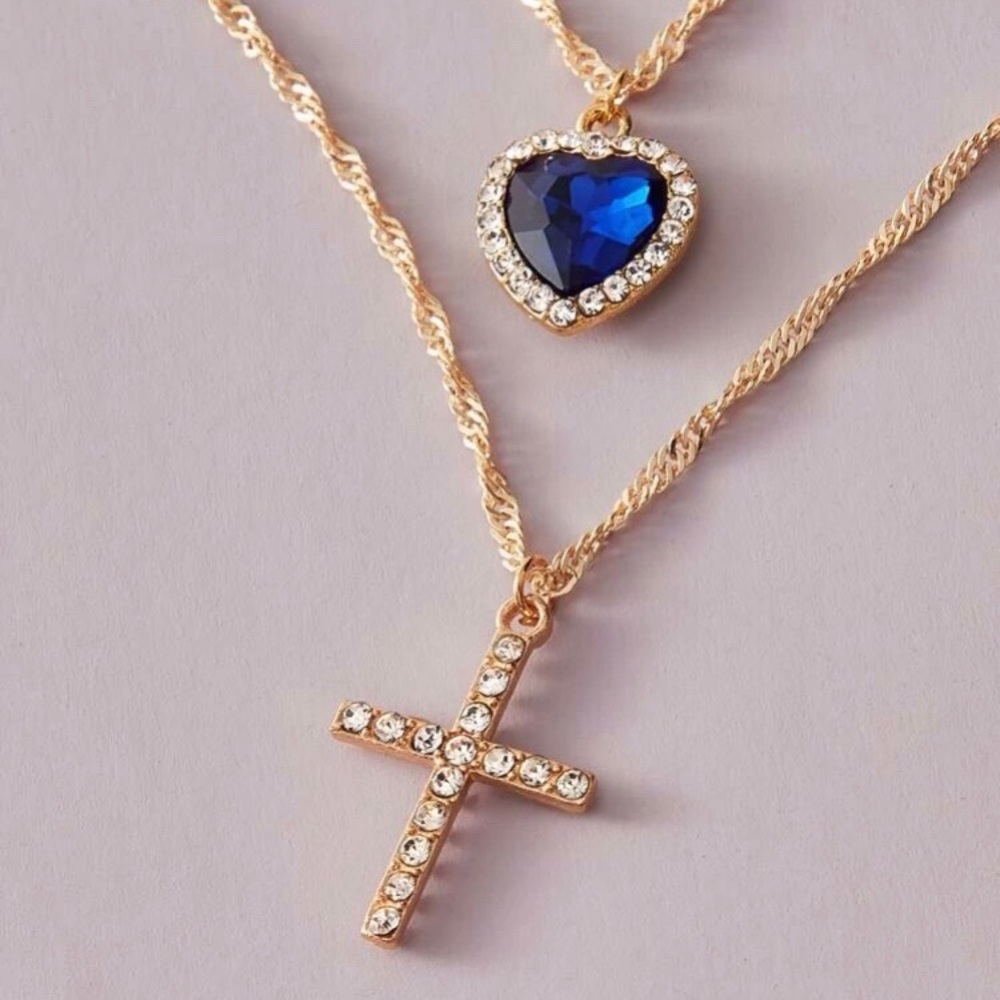3/$30 💙 Rhinestone Engraved Cross 💙 - Picture 2 of 3